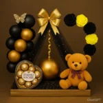 Luxury Gift Box in Pakistan with Teddy, Ferrero Rocher and Golden Balloons