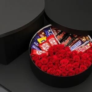 Luxury Red Roses & Chocolate Heart Box – Premium Gift Edition