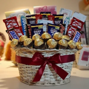 Premium Chocolate Gift Basket – Luxury Red Ribbon Edition